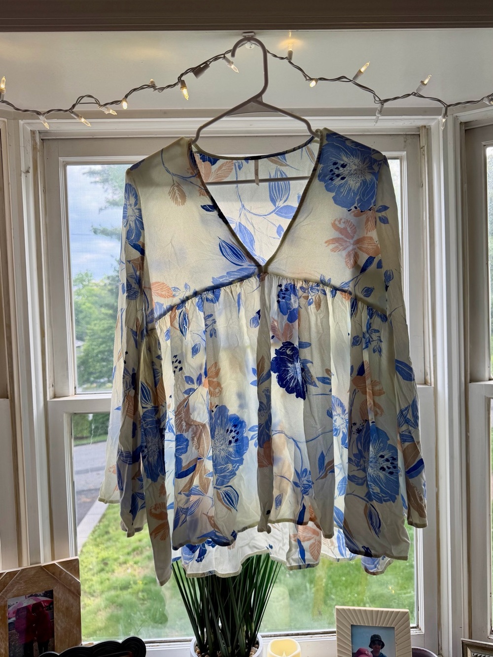 Free People Floral Babydoll Tunic Top Size Small | Coastal Cottage Dream